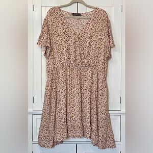 Celkuser Pink Floral Midi Dress